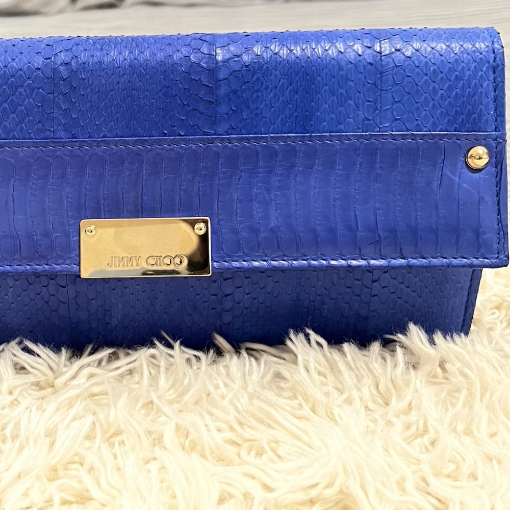 New Authentic Jimmy Choo Python Leather Clutch - image 1